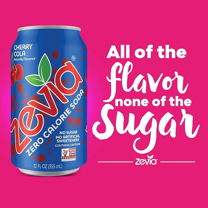 Zevia Zero Calorie Soda Cherry Cola Naturally Sweetened Soda (24) 12 Ounce Cans Cherry Cola-flavored Carbonated Soda &amp Zero Calorie Energy Drink Variety Pack 12 Ounce (Pack of 12)
