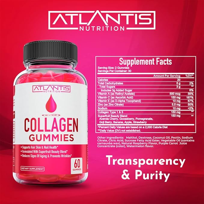 Atlantis Nutrition Collagen 60 Gummies + 8-in-1 Immune Support 60 Gummies