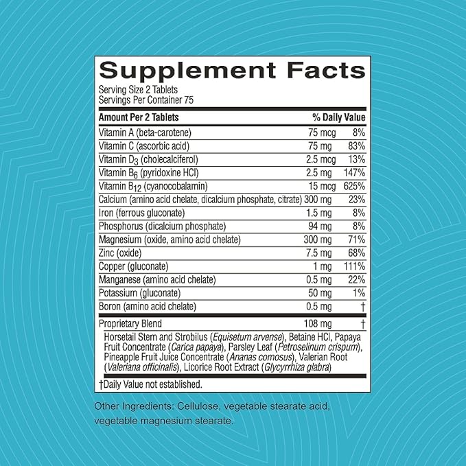 Nature's Sunshine Skeletal Strength 150 Tablets | Bone Health Supplements for Women and Men with Calcium Magnesium Iron Manganese and Vitamin D C A and B