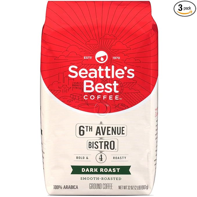 Seattle's Best 6th Avenue Bistro Level 4 Medium Dark Roast Coffee 3Pack (2 LB Each )