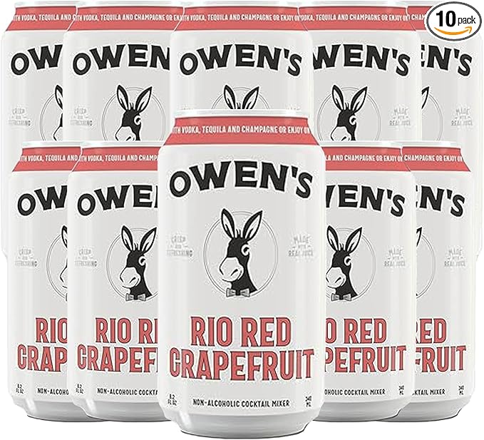 Owen’s Craft Mixers | Rio Red Grapefruit 10 Pack | Handcrafted in the USA with Premium Ingredients | Vegan &amp Gluten-Free Soda Mocktail and Cocktail Mixer