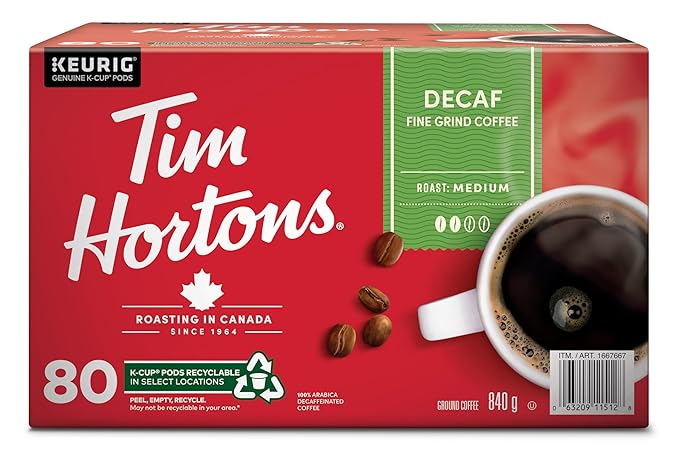 Tim Hortons Single-serve Decaf 80 K-Cup Pods 840g/29.6oz {Imported from Canada}