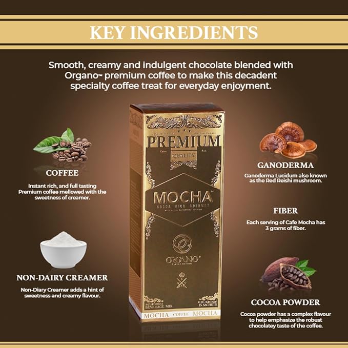 3 Boxes ORGANO Gourmet Cafe Mocha (45 Sachets)