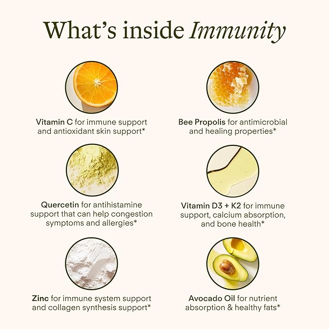 Immunity - 6-in-1 Liposomal Vitamin C Packets Zinc D3 + K2 Quercetin Bee Propolis &amp Avocado Oil - Antioxidant Liquid Supplement for Immunity Skin &amp Bone* - 30 Pouches