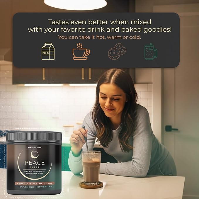 Peace Sleep - Sleep and Recovery Chocolate Powder Drink Mix - Sleep Aid Supplement with GABA L-Tryptophan L-Theanine Glycine - for Tranquil Sleep Restful Nights Productive Days - Gluten Free