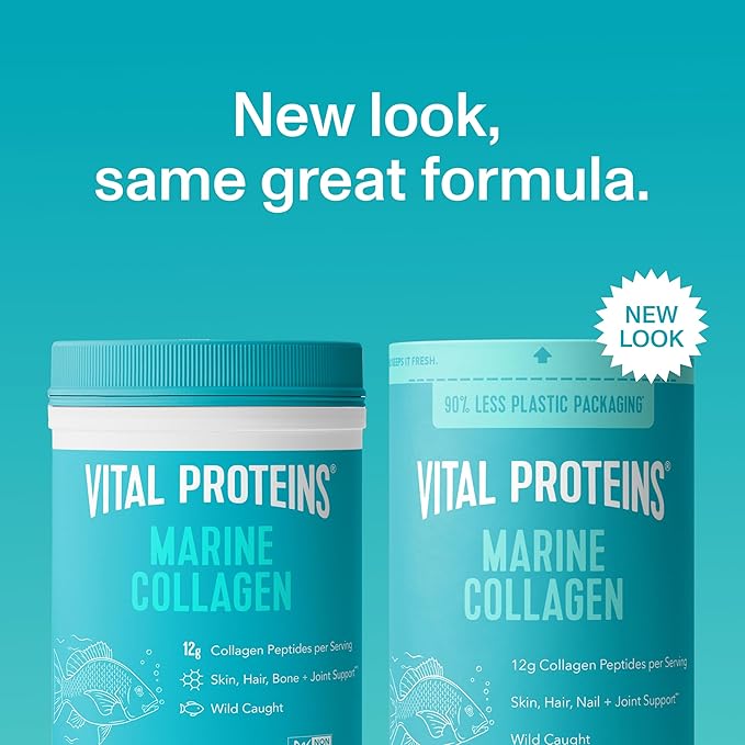 Vital Proteins Marine Collagen Peptides Powder Supplement for Skin Hair Nail Joint - Hydrolyzed Collagen - 12g per Serving - 7.8 oz Canister