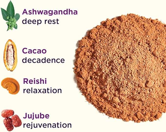 Rasa Deep Dream Cacao – Adaptogenic Mushroom Sleep Blend | Vegan Gluten Free with Reishi + Ashwagandha + Jujube (6.77 oz. / 24 Servings)