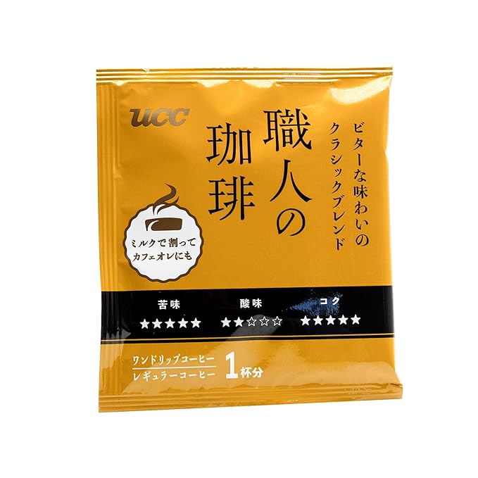UCC Shokunin Coffee Classic Blend Single Serve Japanese Style Pour Over Coffee imported from Japan 108 Individual Bags 0.25 oz (7g) per bag Sun-Dried Beans Artisan Crafted Each Bag Makes 5oz Cup