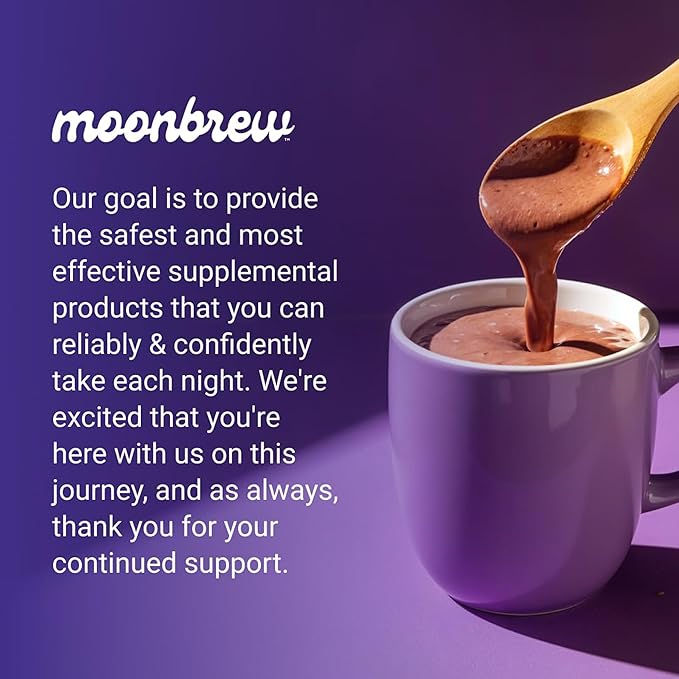 MoonBrew Nighttime Magnesium Hot Cocoa Jar Natural Sleep Aid Drink Mix for Adults - Calming Melatonin-Free Sleep Support - Sleepy Hot Chocolate Powder with L-Theanine Chamomile &amp Zinc Glycinate