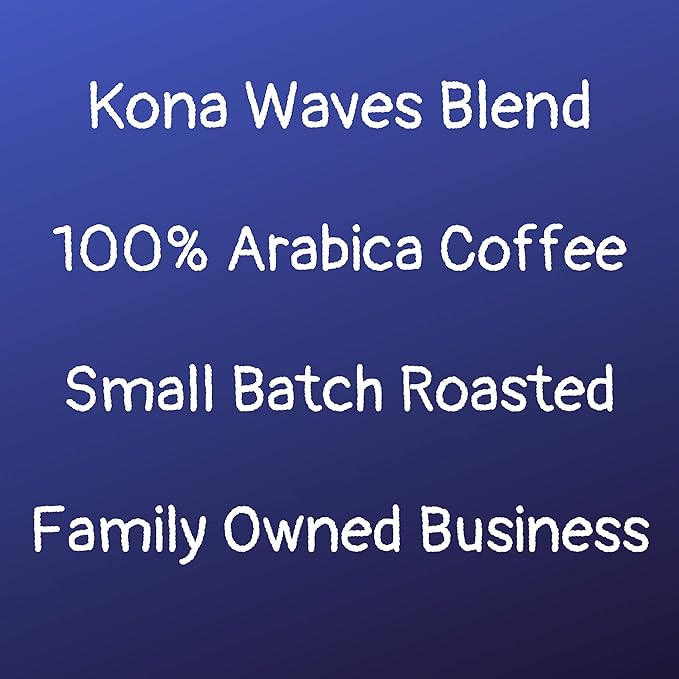 River Moon Coffee Kona Coffee Ground Medium Roast 2 lbs Kona Waves Hawaiian Blend Sustainably Farmed 100% Arabica