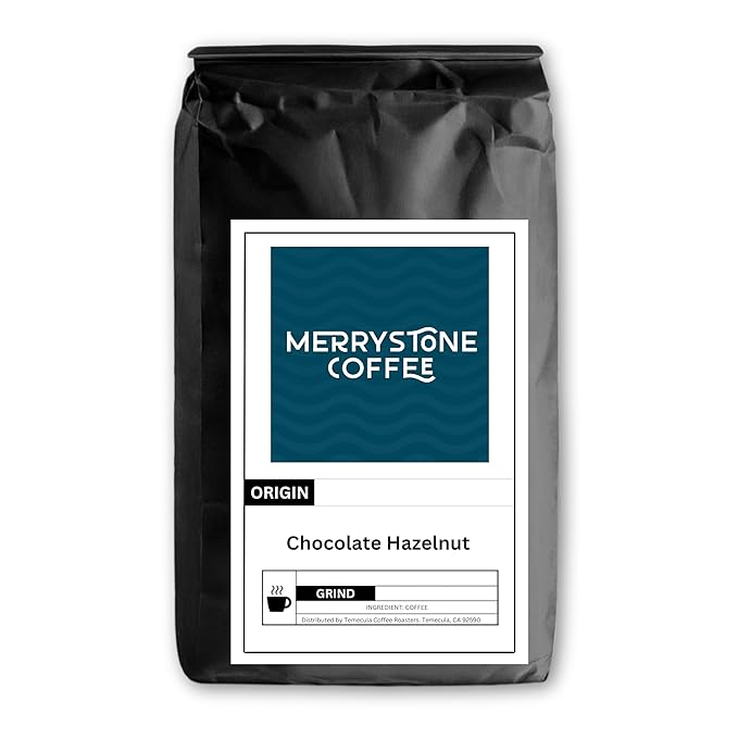 Merrystone Chocolate Hazelnut Coffee Roasted to Order Medium Roast 5 Lb Espresso Grind