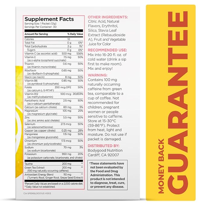 Pureboost Clean Energy Booster Refreshing Energy Drink Mix with B12 Vitamins Electrolytes Antioxidants Sugar-Free with No Sucralose (Strawberry Lemonade 30 Count)