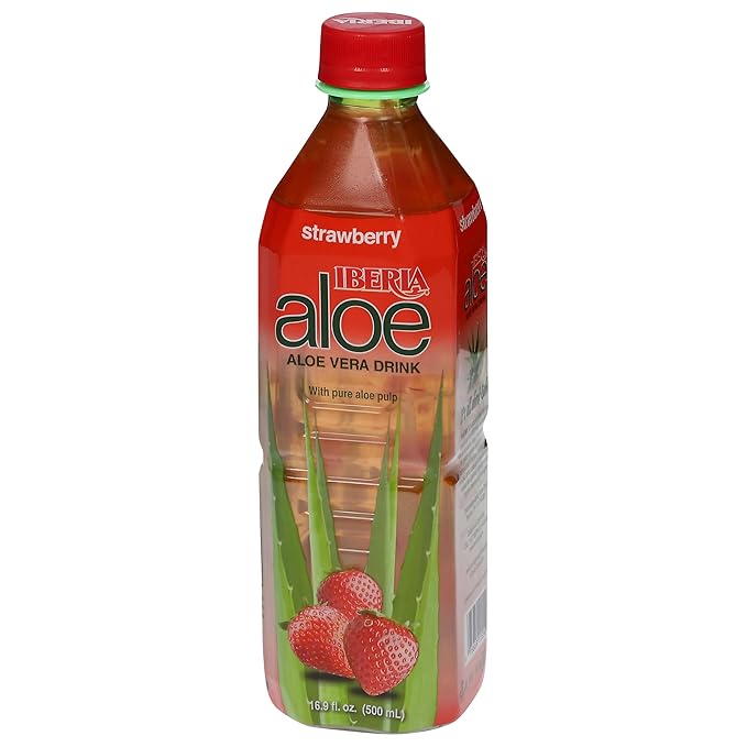 Iberia Aloe Vera Juice Drink Strawberry 16.9 Fl Oz (Pack of 24)