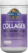 Garden of Life Marine &amp Grass-Fed Collagen Peptides Powder Supplement (Type I III) with Probiotics BCAAs &amp Hyaluronic Acid for Radiant Hair Skin &amp Nails – Unflavored 20g per serving 1