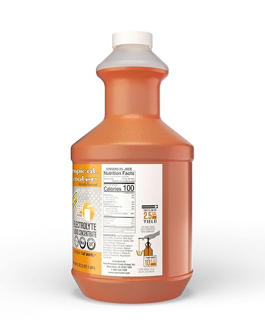 Sqwincher Liquid Concentrate | Tropical Cooler Flavored | Low Calorie | Low Sodium | Electrolyte Replenishment Hydration Drink Mix | Makes 5 Gallons of Beverage | 64 oz (Pack of 6)