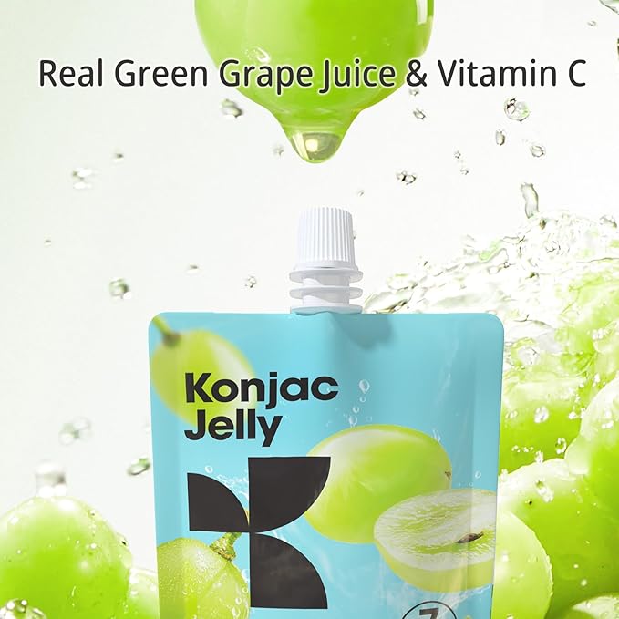 Hethstia Konjac Jelly Green Grape Flavor with Collagen Peptides 10 Packs and Konjac Rice Gluten Free 12 Packs Low Calorie Keto Sugar Free Healthy Food