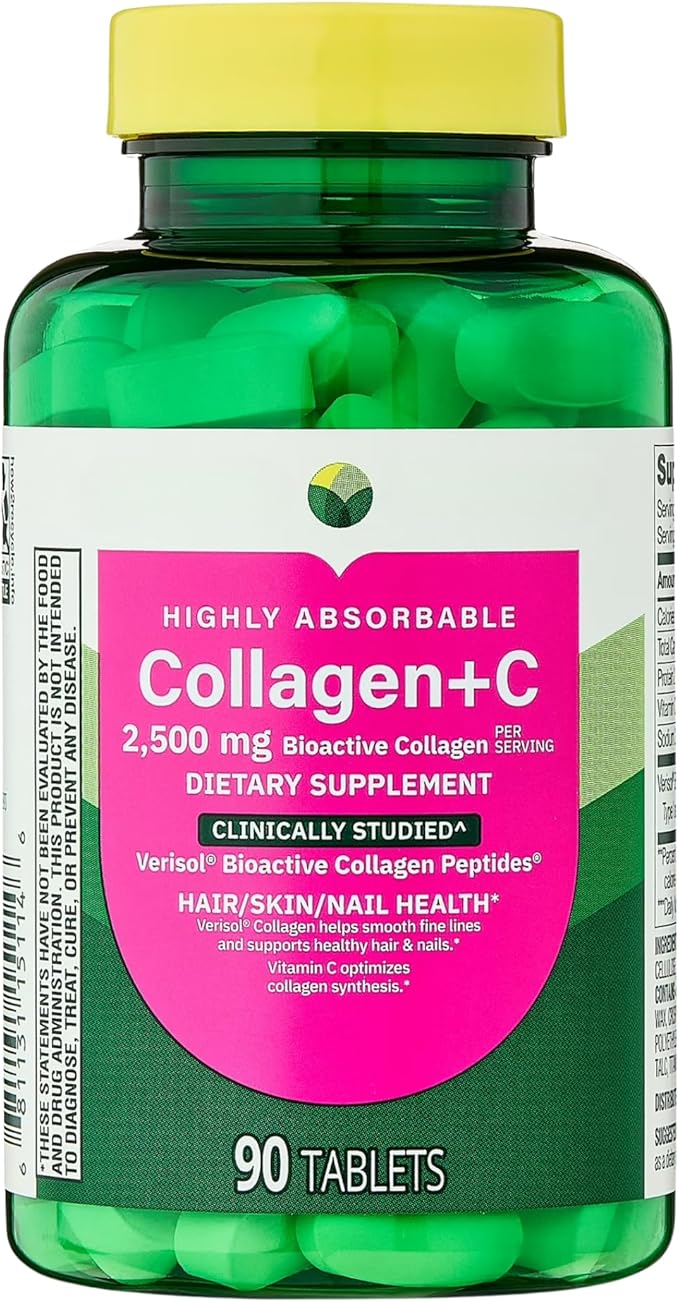 KP+ Collagen | Collagen + C 2500 mg | 90 Tablets | Supports Hair Skin &amp Nail Health | Bioactive Collagen Peptides + Vitamin C Supplement | Pack of 1