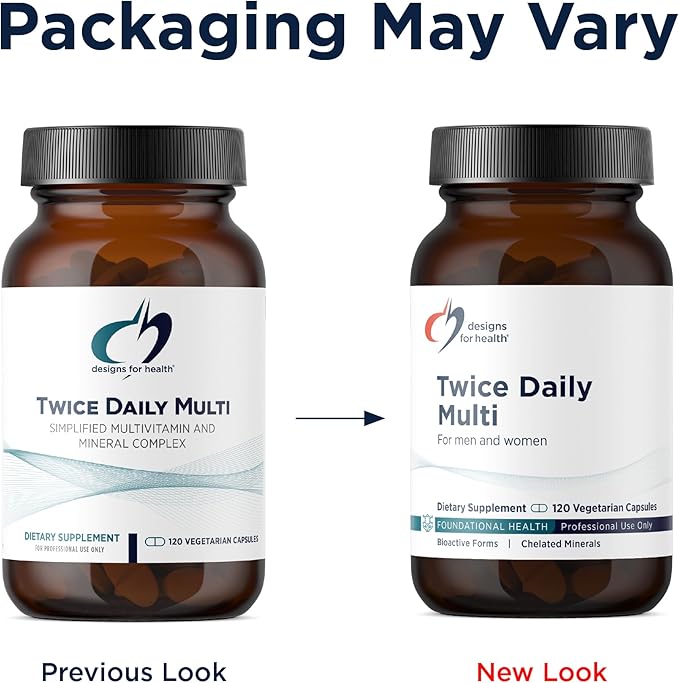 Designs for Health Methylated Multivitamin for Women &amp Men - Twice Daily Multimineral Supplement &amp Multivitamin Without Iron + Methylated B12 and Folate Vitamin C K D E + More (120 Capsule