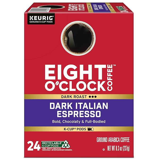 Eight O'Clock Coffee Dark Italian Roast Single-Serve Keurig K-Cup Pods Medium Roast Coffee Pods 96 Count