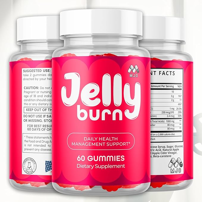 (2 Pack) Jelly Burn Gummies Official JellyBurn Gummys with Natural Ingredient Advanced Health &amp Wellness Vitamin Supplement Formula Max Strength Active Lifestyle Multivitamin Support (120 Gummi