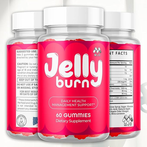 (3 Pack) Jelly Burn Gummies Official JellyBurn Gummys with Natural Ingredient Advanced Health &amp Wellness Vitamin Supplement Formula Max Strength Active Lifestyle Multivitamin Support (180 Gummi