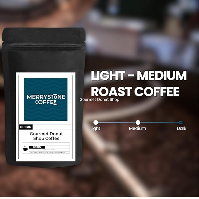 Merrystone Gourmet Donut Shop Blend Roasted to Order Medium Roast 12 oz Espresso Grind