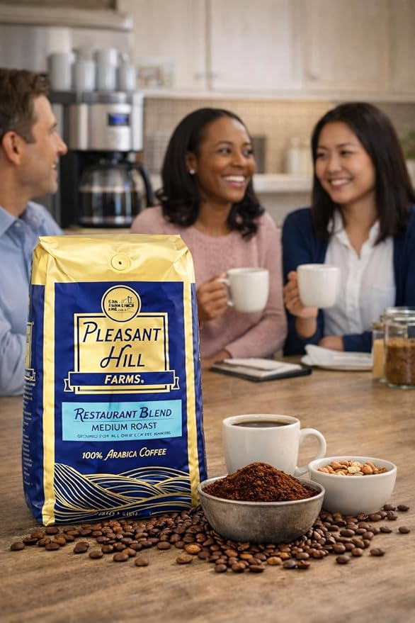 Pleasant Hill Farms Arabica Coffee Ground Full City Roast 100% Arabica Kosher Certified 5 lb Bag – Rich &amp Smooth Flavor