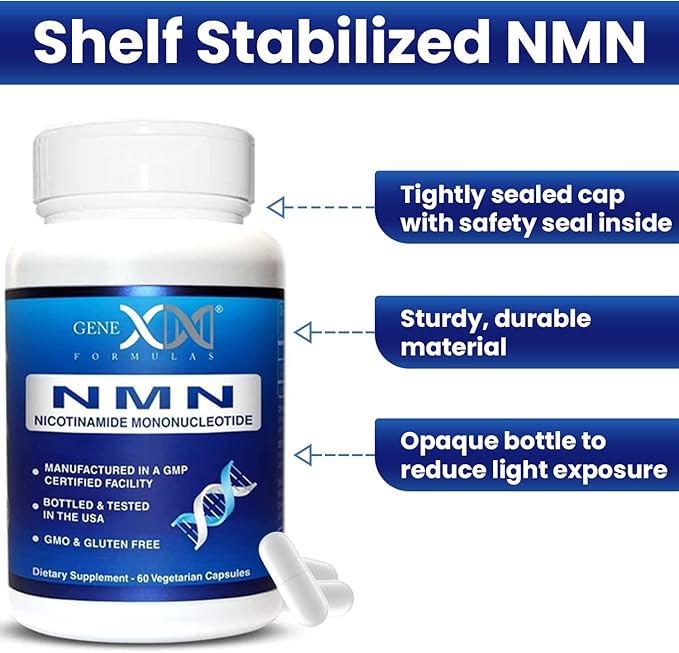 Genex Formulas NMN 250mg Supplements (4 Pack) - 99% Pure Shelf Stabilized Supplement Capsules for Increased NAD Levels &amp Healthy Aging GMP Certified 4 Month Supply
