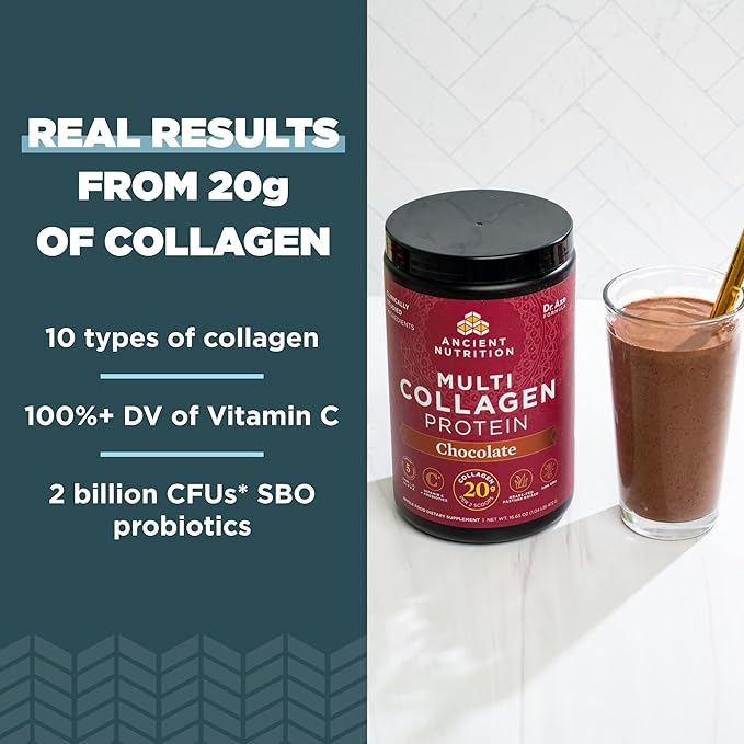 Ancient Nutrition Multi Collagen Peptides Protein Powder Cold Brew 40 Servings + Multi Collagen Peptides Protein Powder Chocolate 40 Servings