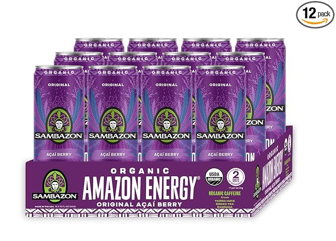 Sambazon Organic Amazon Energy Drink Original Acai Berry 12 Ounce (Pack of 12)