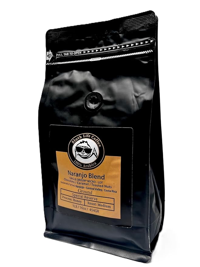Sloth Life Coffee Ground Naranjo Blend Medium Roast 1 Lb
