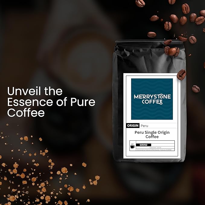 Merrystone Peru Single Origin Coffee Medium Roast Roasted to Order 1 Lb Coarse Grind