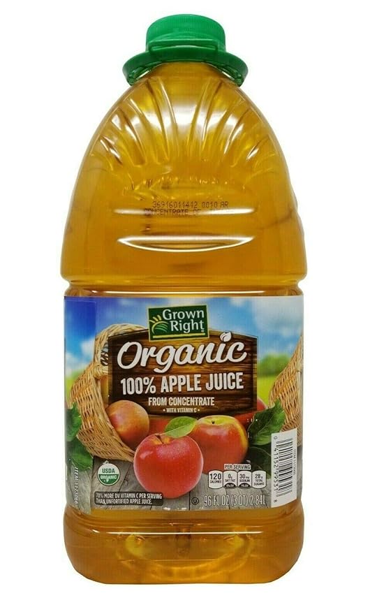Grown Right Organic 100% Apple Juice 96 Fluid Ounce (Pack of 2)