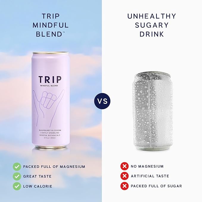 TRIP Lightly Sparkling Adaptogen Seltzer Non-Alcoholic Mocktail with Magnesium Ashwagandha Lions Mane &amp L Theanine No Added Sugar Vegan Citrus Berry Variety Pack 12 Oz 12Pk