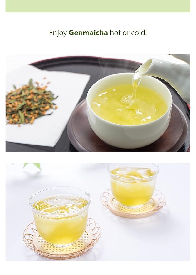 Kawashimaya Organic Genmaicha 12.69 oz (360g) - Japanese Green Tea with Roasted Brown Rice Loose Leaf Made in Japan