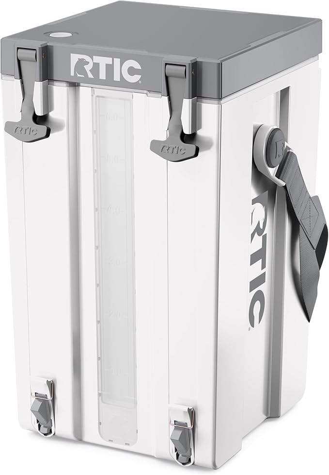 RTIC Halftime Water Cooler Portable Carrier Container Drink Beverage Dispenser Stackable with 2 Taps Bottleless BPA-Free for Sports Camping BBQ Parties Picnic &amp More White