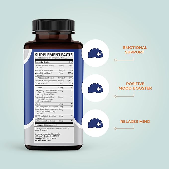 LifeSeasons Rest-ZZZ + Mood Stabili-T Bundle – Natural Sleep &amp Mood Support – Fall Asleep &amp Stay Asleep Promote Calmness Balanced Mood &amp Happiness – Low Dose Melatonin Rhodiola – 60 Cap