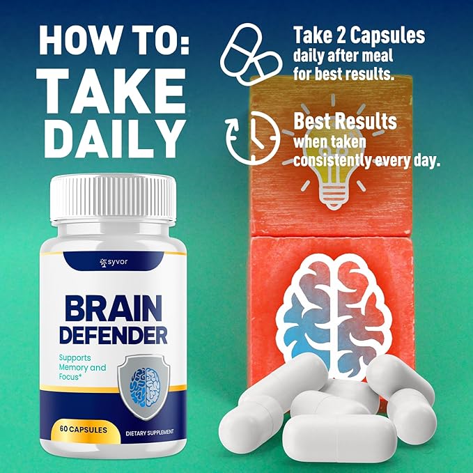 (2 Pack) Brain Defender Supplement Pills Official Brain Defender Advanced Formula Nootropic Capsules All Natural Health and Wellness Support Formula Maximum Strength Braindefender (120 Capsules)