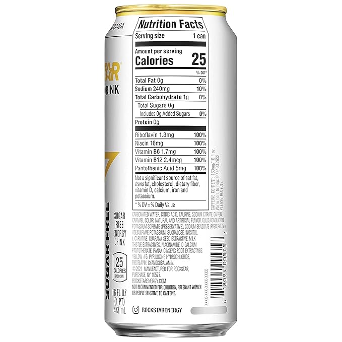 Rockstar Sugar Free Energy Drink 16 Ounce (8 Cans)