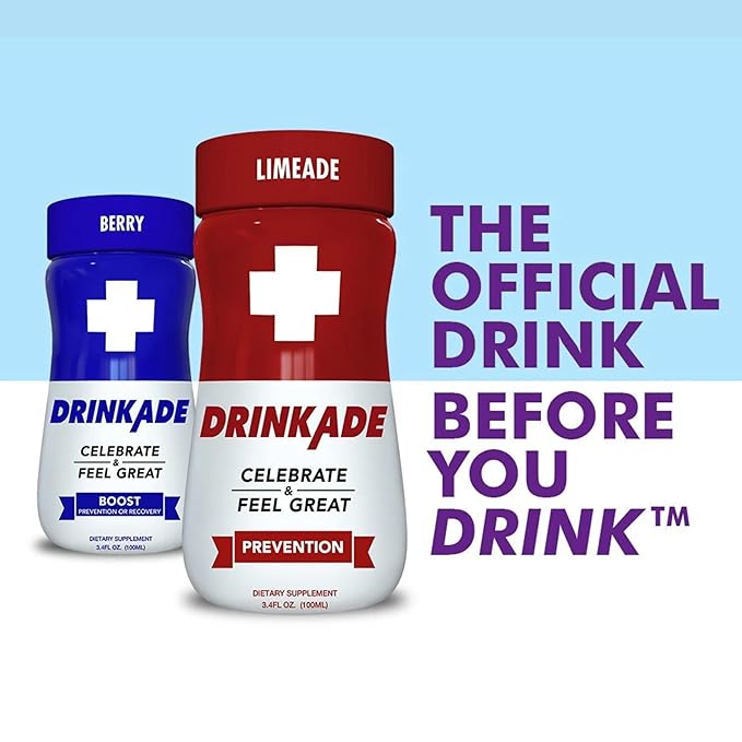 DrinkAde Boost – The Day After Drink Immunity &amp Energy Support Hydration &amp Recovery Drink with Caffeine Electrolytes B Vitamins &amp Green Tea Extract – Sugar Free 5 Calories Vegan Non-