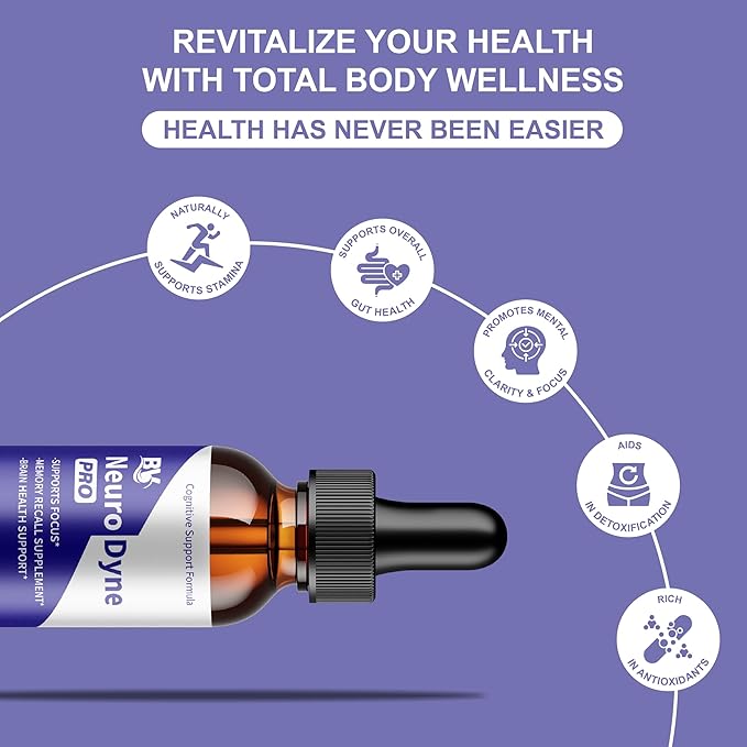 BLUE VIBE NeuroDyne Drops Neuro Dyne Advanced Strength Overall Health &amp Wellness Support Supplement NeuroDyne Premium All Natural Daily Health and Overall Energy Formula (2 Pack - 4oz / 120ml)