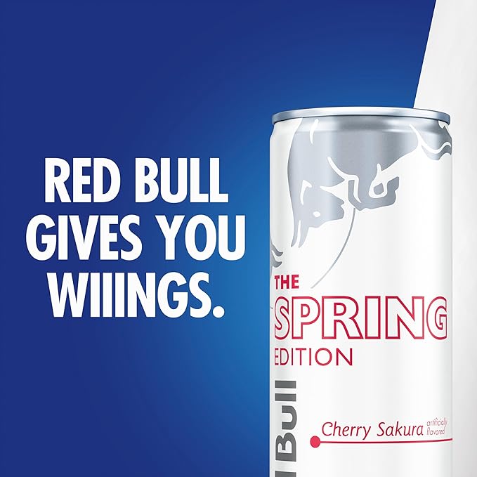 Red Bull Spring Edition Energy Drink Cherry Sakura 80mg Caffeine Taurine &amp B Vitamins 8.4 fl. oz. Pack of 24 Cans