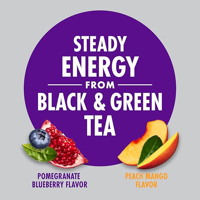 V8 +ENERGY Pomegranate Blueberry and Peach Mango Energy Drink Variety Pack 8 FL OZ Can (Pack of 24)