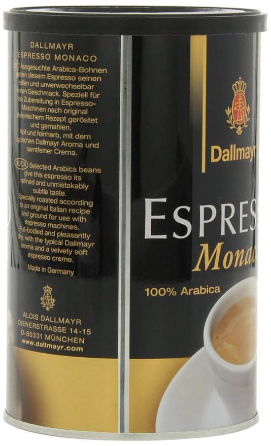 Dallmayr Gourmet Coffee Espresso Monaco (Ground) 7-Ounce Tins (Pack of 4)