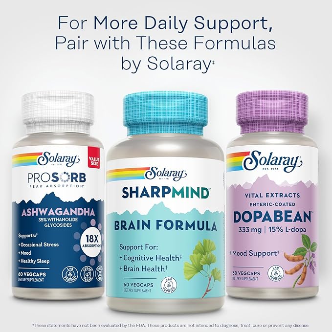 SOLARAY Dopabean 333mg - Mucuna Pruriens L-Dopa - Wellness Support Supplement - Velvet Beans Seed Extract with 15% L Dopa Plus Alpha Galactosidase - Enteric Coated 60-Day Guarantee - 60 Servings