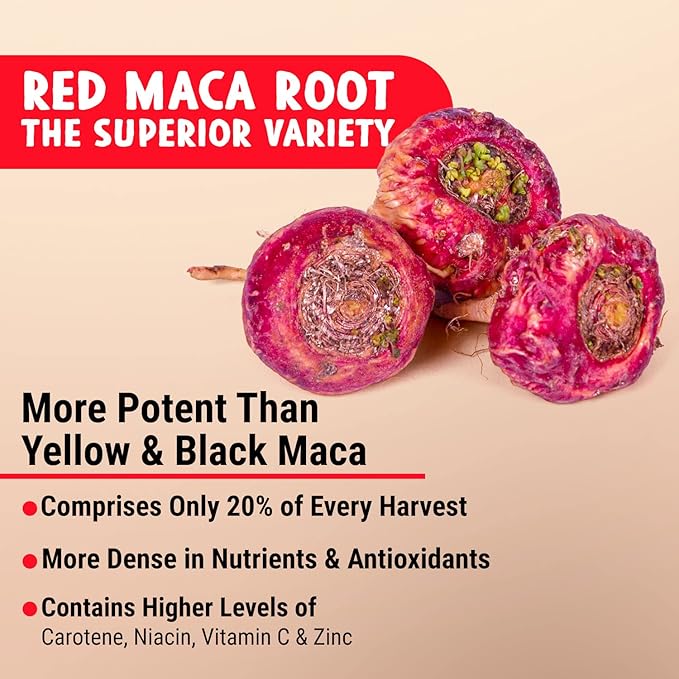 Maju Superfoods Organic Red Maca Root Capsules 120ct - Women Focused Curve Enhancement Nutrition Booster Pills Gain for Thighs Powder in Pill Supplement