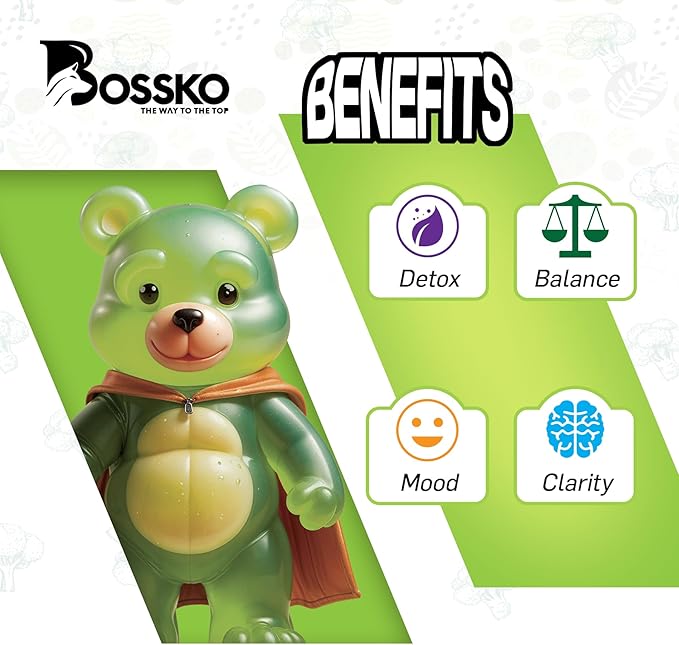 Bossko Sulforaphane Gummies with Omega-3 – Broccoli Sprout Extract EPA/DHA &amp Antioxidants – Cellular Health &amp Mood Support – 90 Vegan Gummies – Mixed Berry Flavors – Sugar-Free
