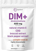 Micro Ingredients DIM+ Supplement 400mg for Men &amp Women | 240 Softgels with Pumpkin Seed Oil | Highly Bioavailable 7-in-1 Complex with Vitamin E CDG Broccoli &amp Black Pepper Extract