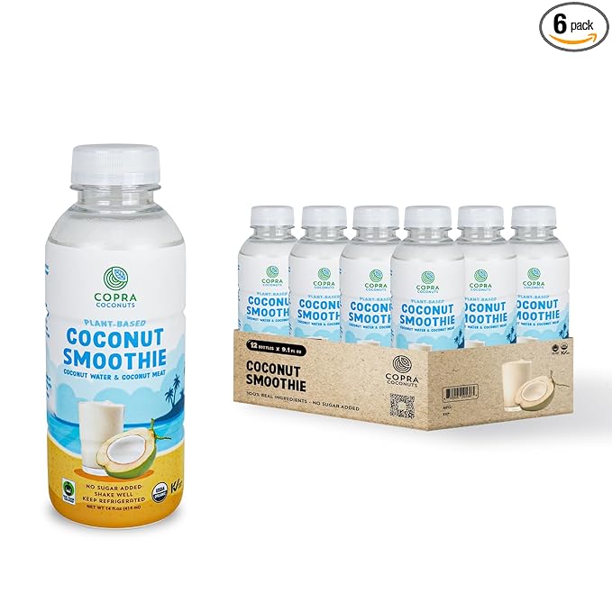 Copra Organic Frozen Coconut Smoothie (No Sugar Added) | Vegan Non-GMO Gluten-Free (Case of 6 Bottles x 14 Fl Oz)