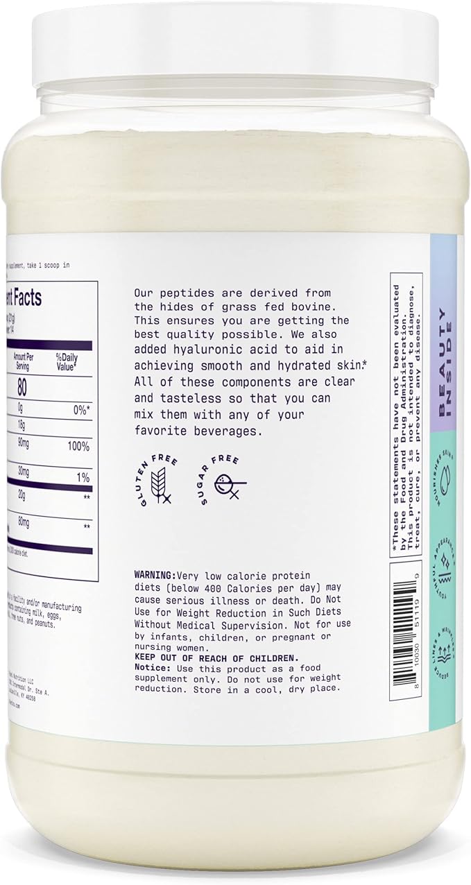 Alani Nu Collagen Peptides Powder UNFLAVORED | 18g Protein | Supports Bone Skin and Nail Health | Collagen for Women | 80mg of Hyaluronic Acid | Gluten Free | Sugar Free | 14 Servings